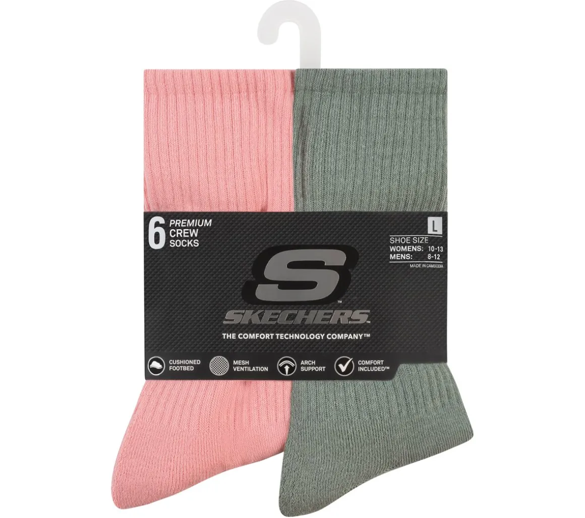 6 Pack Large Core Crew Socks